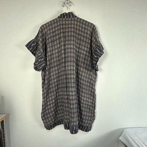 Blanco Negro Womens Open Front Kimono Cardigan Jacket Small Black Cotton Pockets - Picture 2 of 9